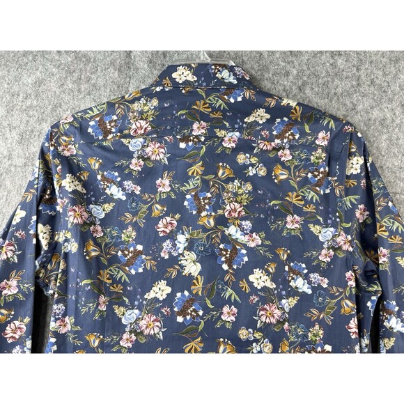 Murano Shirt Men’s Medium Floral Slim Fit Button Up Long Sleeve 100% Cotton - Picture 4 of 9